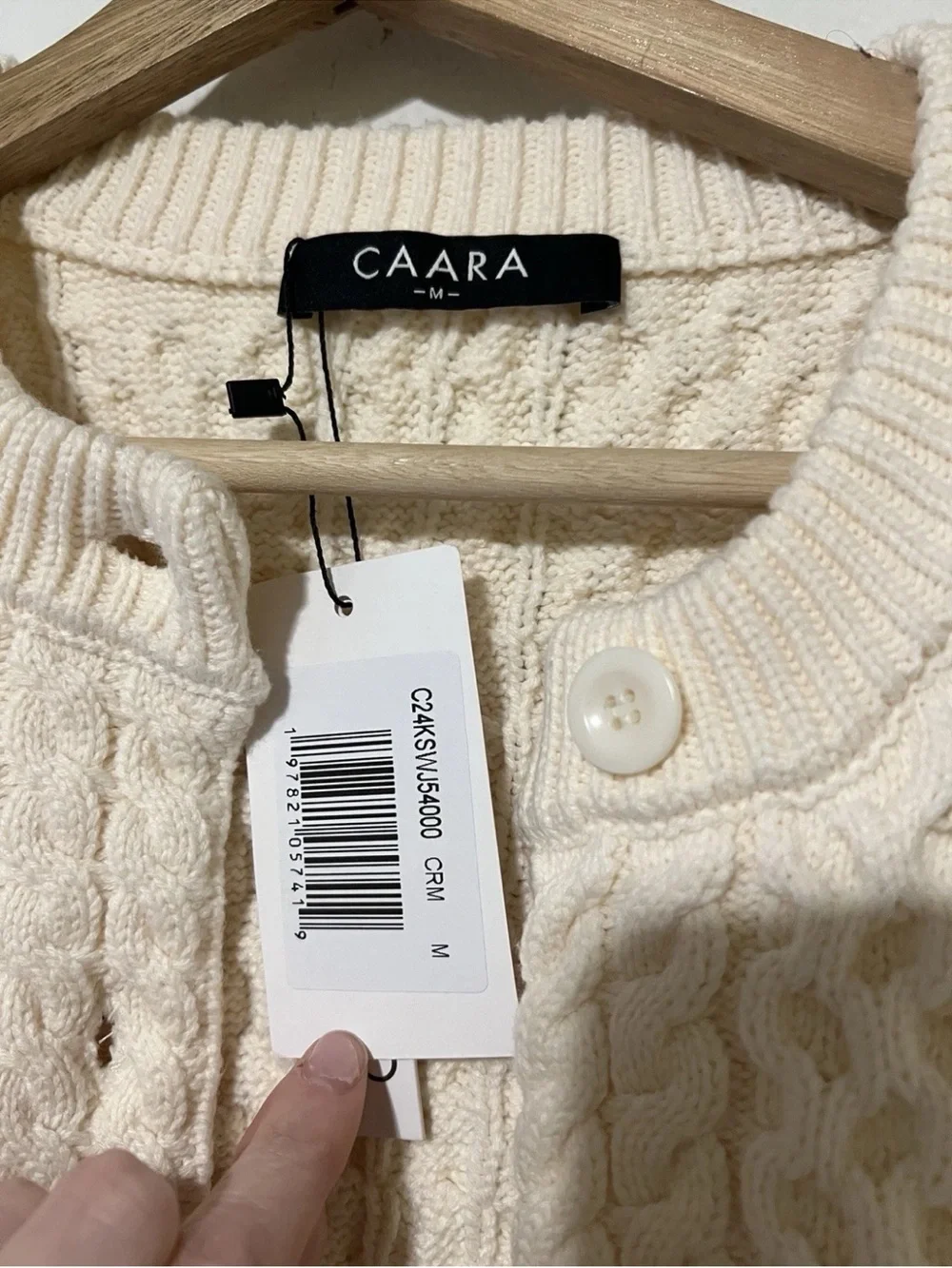 NWT CAARA Women's Cream Cable Chunky Knit Cardigan Sweater Size Medium M23